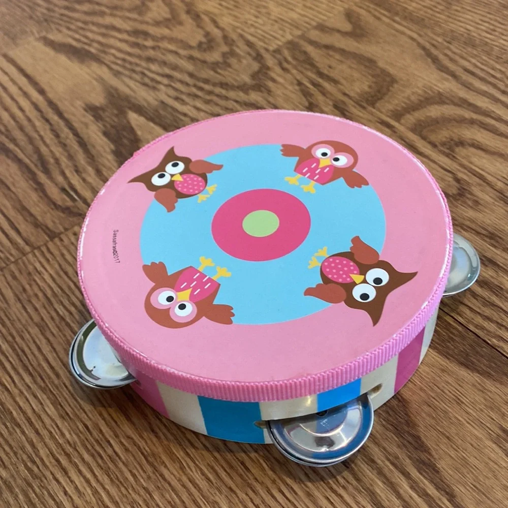 Kids Owl Tambourine and Maracas Set - Pink